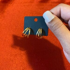 🌷$2 Bundle Add-on ~ Gold Tone 3 Three Layer Hoop Earrings